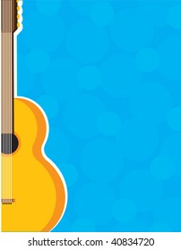 A border or frame with a guitar on the left side