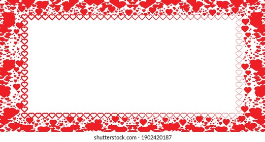 Border frame with hearts . Valentines Day Background . vector illustration
