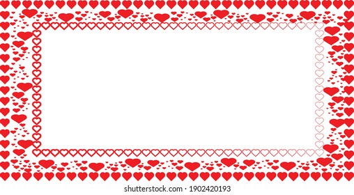 Border frame with hearts . Valentines Day Background . vector illustration