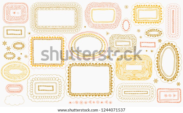 Border, frame,\
icons set. Vector decorative greeting frames, borders. Greetings\
patterns, ornaments\
collection.