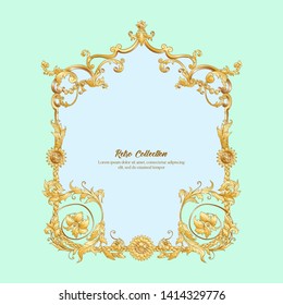 Border, frame, label In baroque, rococo, victorian, renaissance style. Trendy frolar vintage pattern. 

