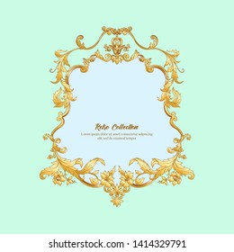 Border, frame, label In baroque, rococo, victorian, renaissance style. Trendy frolar vintage pattern. 

