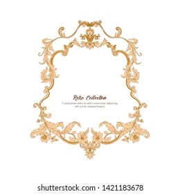 Border, Frame, Label In baroque, Rococo, Victorian, Renaissance Style. Trendy Frolar Vintage Pattern.  Vector Illustration.
