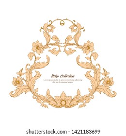 Border, frame, label In baroque, rococo, victorian, renaissance style. Trendy frolar vintage pattern.  Vector illustration.
