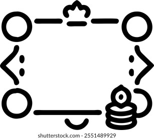 Border frame with Lakshmi idol and gold coins for Dhanteras with copy space concept as Camera movement Zoom into the Lakshmi idol and gold coins. Scene Isolated white background wi