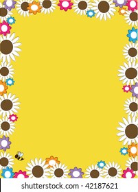 A border or frame with large white daisies and smaller daisies