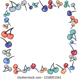 Border frame made of colourful cherries
