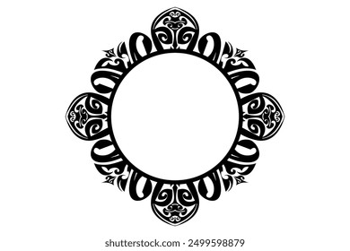 Border Frame Ornament Design with Black Swirl Theme for Decoration
