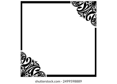 Border Frame Ornament Design with Black Swirl Theme for Decoration