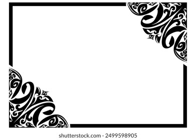 Border Frame Ornament Design with Black Swirl Theme for Decoration