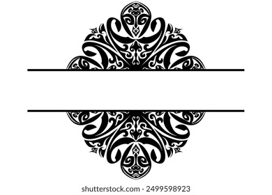 Border Frame Ornament Design with Black Swirl Theme for Decoration