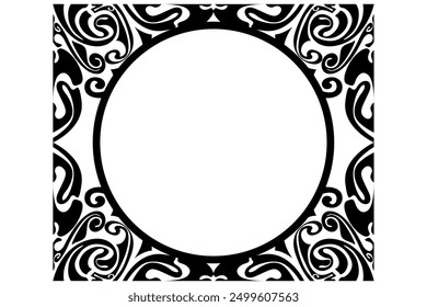 Border Frame Ornament Design with Black Liquid Theme for Decoration