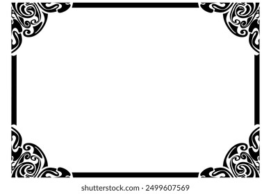 Border Frame Ornament Design with Black Liquid Theme for Decoration