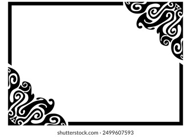 Border Frame Ornament Design with Black Liquid Theme for Decoration