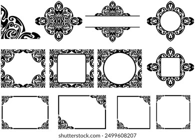 Border Frame Ornament Design with Black Liquid Theme for Decoration