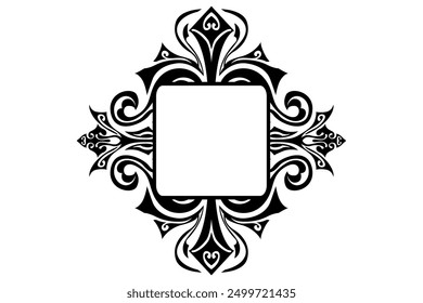 Border Frame Ornament Design with Black Swirl Theme for Decoration