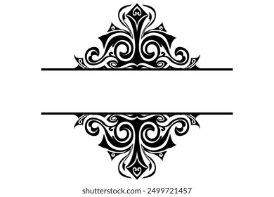 Border Frame Ornament Design with Black Swirl Theme for Decoration