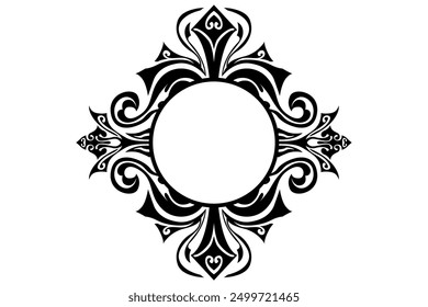 Border Frame Ornament Design with Black Swirl Theme for Decoration