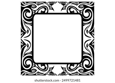 Border Frame Ornament Design with Black Swirl Theme for Decoration