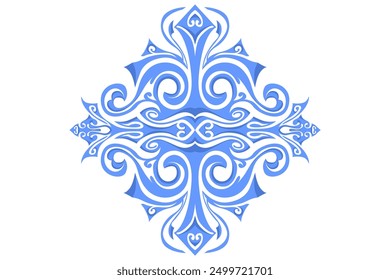 Border Frame Ornament Design with Blue Swirl Theme for Decoration