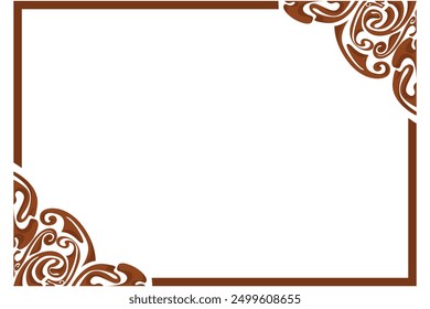 Border Frame Ornament Design with Brown Liquid Theme for Decoration