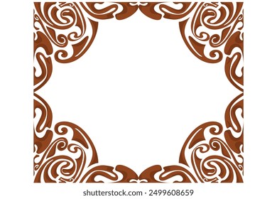 Border Frame Ornament Design with Brown Liquid Theme for Decoration