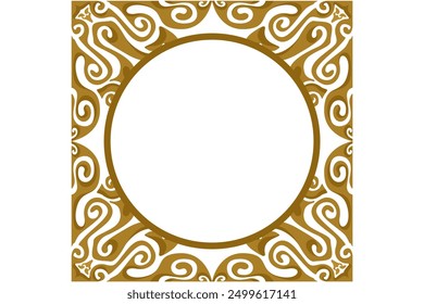 Border Frame Ornament Design with Gold Liquid Theme for Decoration
