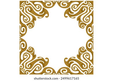 Diseño del ornamento del marco de la frontera con el tema líquido del oro para la decoración