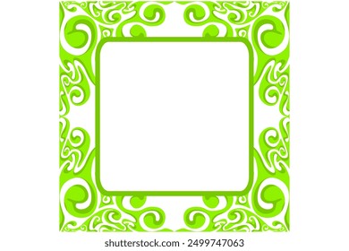 Border Frame Ornament Design with Green Swirl Theme for Decoration