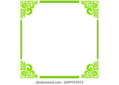 Border Frame Ornament Design with Green Swirl Theme for Decoration