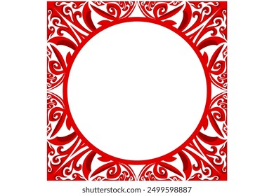 Border Frame Ornament Design with Red Swirl Theme for Decoration
