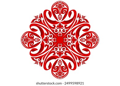 Border Frame Ornament Design with Red Swirl Theme for Decoration