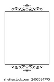 Border and Frame ornament with hand drawn vintage filigree. Divider and separator vector. Element with elegant swirl. Decoration for frame, document, template, new year greeting card, invitation.