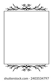 Border and Frame ornament with hand drawn vintage filigree. Divider and separator vector. Element with elegant swirl. Decoration for frame, document, template, new year greeting card, invitation.