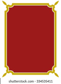 Border frame red deco plaque. Vector art simple line corner