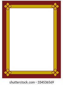 Border frame red deco plaque. Vector art simple line corner