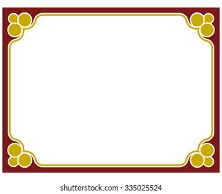 Border frame red deco plaque. Vector art simple line corner