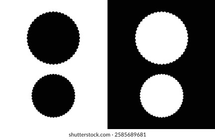 Border frame scallop edge rectangle, oval, round vector shape. Wave scallop squiggle cute simple rectangle border set. Simple wavy squiggly line retro photo picture frame. Vector illustration