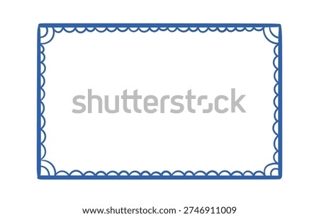 Border frame with scallop ornament and clean linework for certificate, diploma, and invitation. Geometric corners add symmetry and balance. Vector illustration