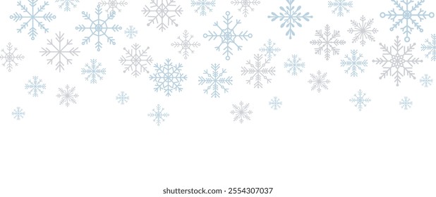 Border or frame with snowflakes on top, winter illustration decor, imitation snow, christmas frame