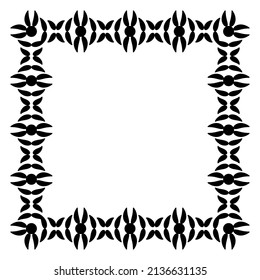 Border frame square pattern. Islamic, indian, greek motifs. Geometric frames in black color isolated on white background. Vector illustration