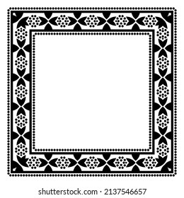 Border frame square pattern. Islamic, indian, greek motifs. Geometric frames in black color isolated on white background. Vector illustration