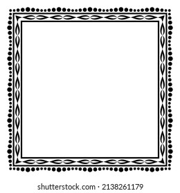 Border frame square pattern. Islamic, indian, greek motifs. Geometric frames in black color isolated on white background. Vector illustration