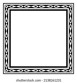 Border frame square pattern. Islamic, indian, greek motifs. Geometric frames in black color isolated on white background. Vector illustration