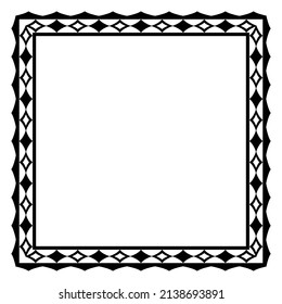 Border frame square pattern. Islamic, indian, greek motifs. Geometric frames in black color isolated on white background. Vector illustration