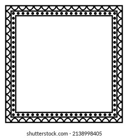 Border frame square pattern. Islamic, indian, greek motifs. Geometric frames in black color isolated on white background. Vector illustration