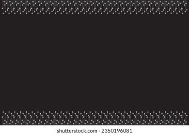 Border frame of  stripe with flowers of pattern vector. Design lotus lines white on black background. Design print for illustration, textile, texture, wllpaper, background. Set 4