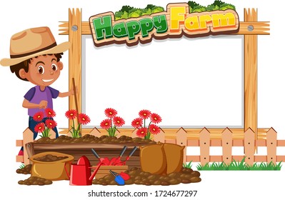 Border frame template with gardening theme background illustration