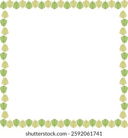 Border frame template with leaf elements decoration. Square easter border with empty space for your text