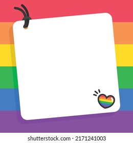 border frame template for pride month kawaii doodle cartoon vector